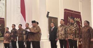 Foto Prabowo saat umumkan menteri Kabinet indonesia maju